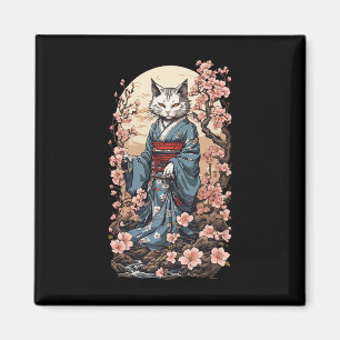 Imã Ghost Cat Com Kimono Japonês Yokai Folklore Desi