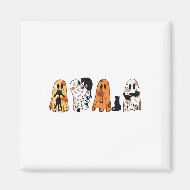 Imã Ghost Cat Halloween Ghost Black Cat Season (Frente)