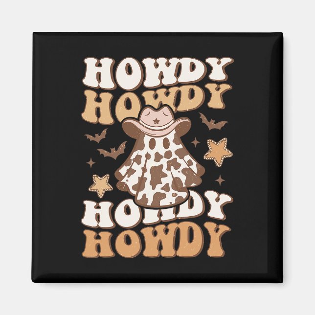 Imã Ghost Cowboy Hat Bats Rodeo Western Halloween (Frente)