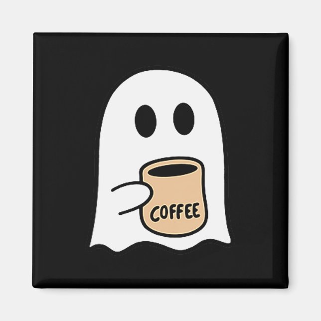 Imã Ghost Drinking Coffee Funny Halloween Costume Coff (Frente)