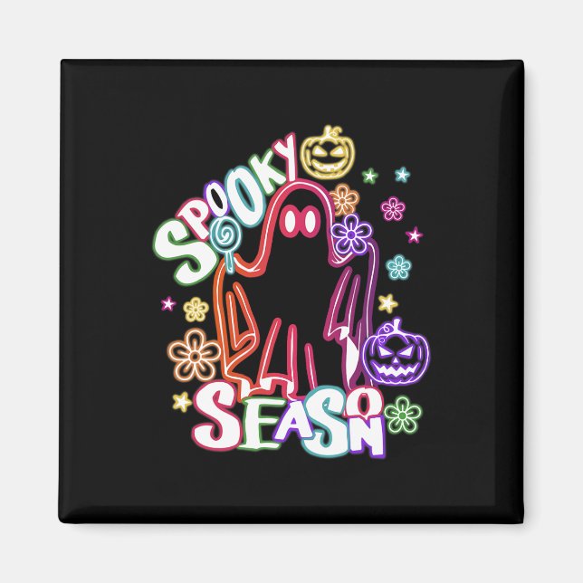 Imã Ghost Floral Coquette Halloween Pumpkin Spook (Frente)