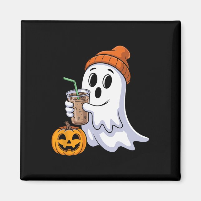 Imã Ghost Halloween Bebendo Café Ghost Ice Café P (Frente)