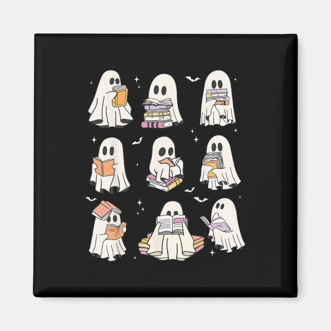 Imã Ghost Lading Book Bonito Amava Halloween Engraçado (Frente)