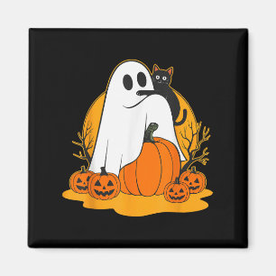 Imã Ghost Negro Gato Gato Pumpkin Halloween Mano.