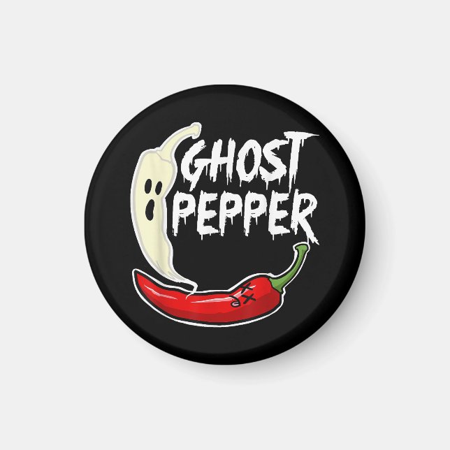 Imã Ghost Pepper Funny Spicy Hot Halloween Peppe (Frente)