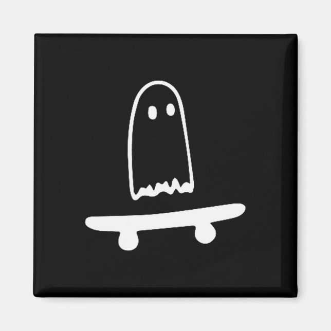 Imã Ghost Skateboard Lazy Halloween Costume Funny Skat (Frente)