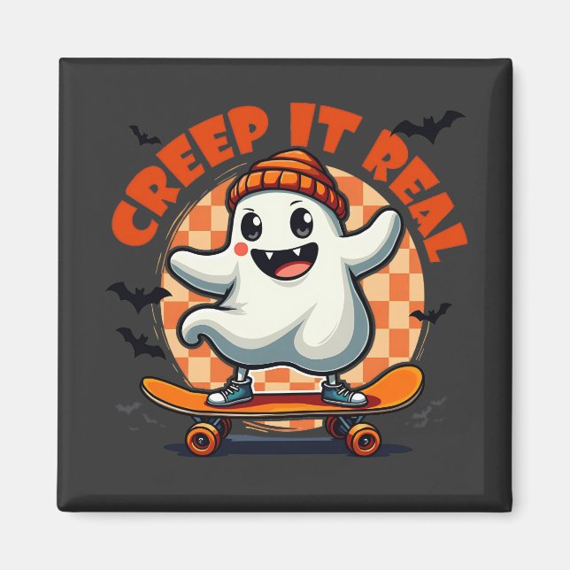 Imã Ghost Skating Conselho de Halloween (Frente)