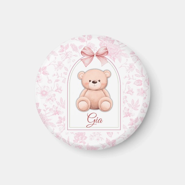 Imã Gia | Design de Enfermeiro de Urso Rosa Personaliz (Frente)
