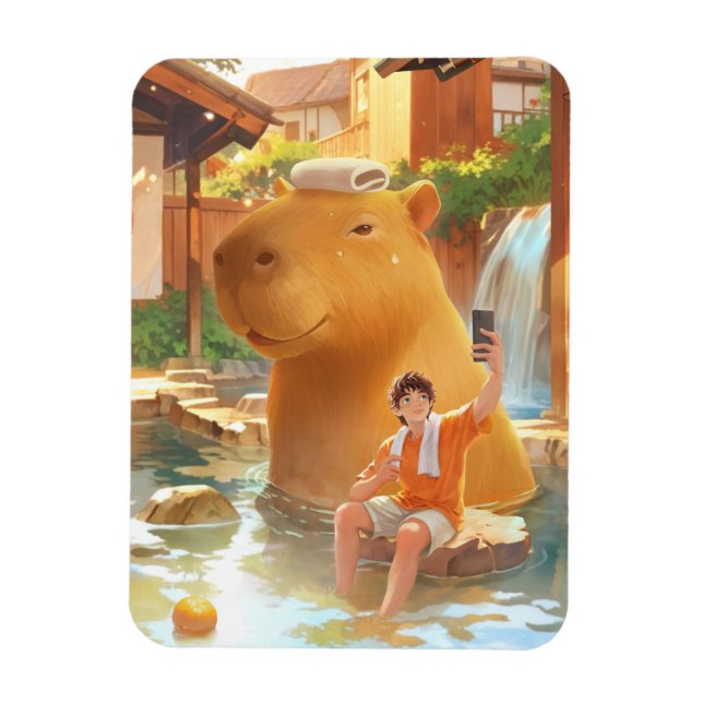 Ímã Giant Capybara - Ilustração de Primavera quente (Vertical)