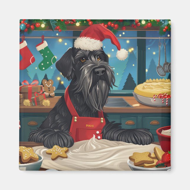 Imã Giant Schnauzer Confeitaria de Feriado: Natal Fest (Frente)