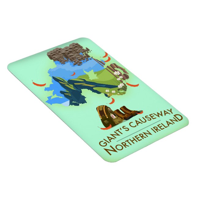 Ímã Giants Causeway Norte Irlanda Mapa Poster de viage (Lado Direito)