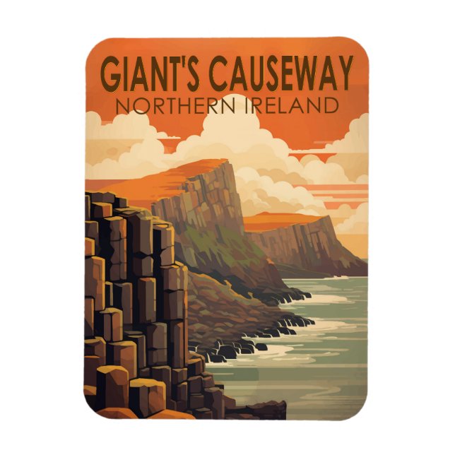 Ímã Giants Causeway Norte Irlanda Viagem Vintage (Vertical)