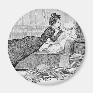 Imã Gibson Girl Reading a Book