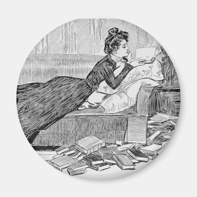 Imã Gibson Girl Reading a Book (Frente)