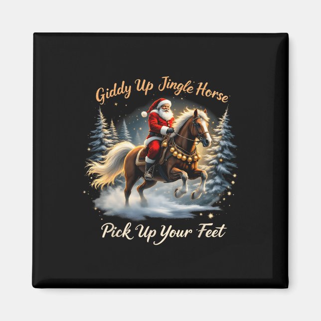 Imã Giddy Up Jingle Horse Pegar Seus Pés Papais noeis  (Frente)