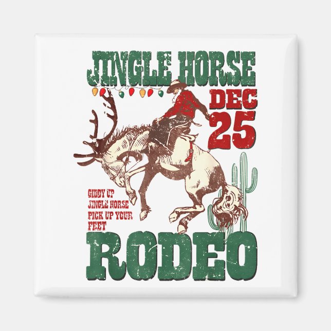 Imã Giddy Up Jingle Horse Santa Cowboy Western Christm (Frente)