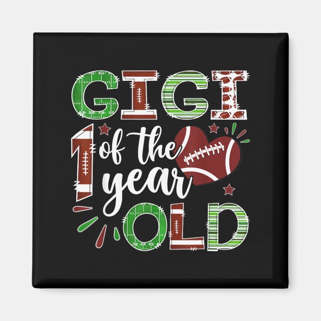 Imã Gigi Of The 1 Year Old Football First Birthday Boy (Frente)