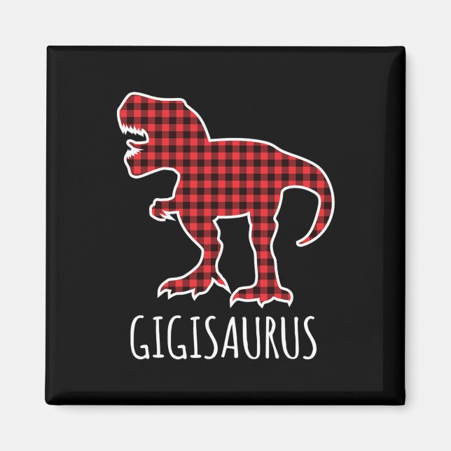 Imã Gigisaurus Xadrez de Búfalo Dinossauro Engraçado C (Frente)