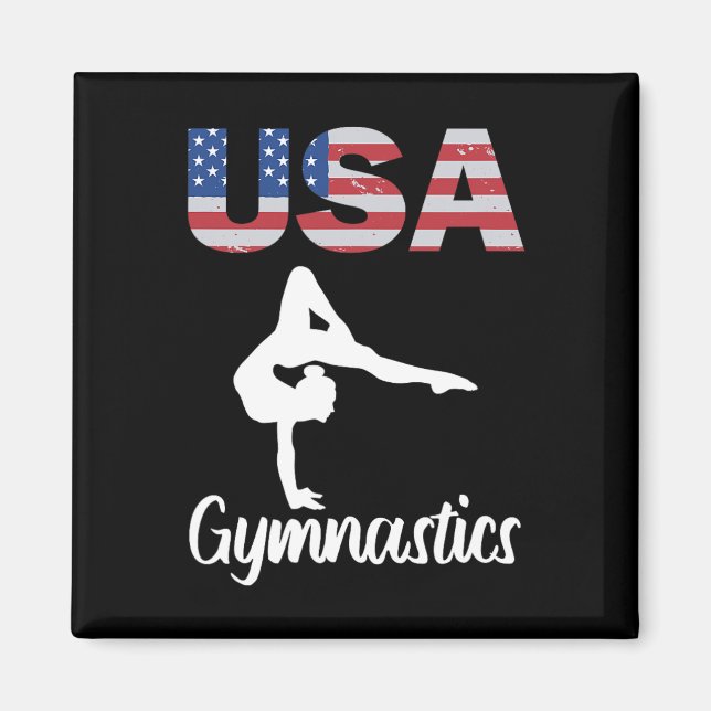 Imã Ginástica De Bandeiras Americanas No Tee Gymnast 4 (Frente)