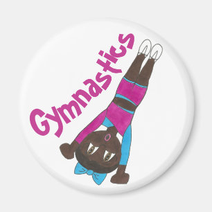 Imã Ginástica Gymnast Cor de Rosa Azul Tumbando Treina