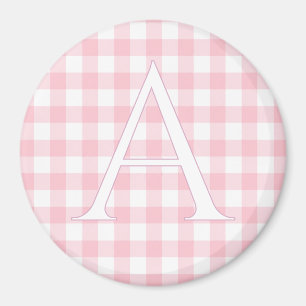 Imã Ginga Xadrez Rosa Bebê Personalizada com Monograma
