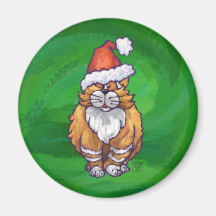 Imã Ginger Cat Christmas on Green
