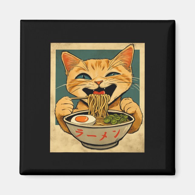 Imã Ginger Ginger Ramen Japonês Anime Kawaii Cat G (Frente)