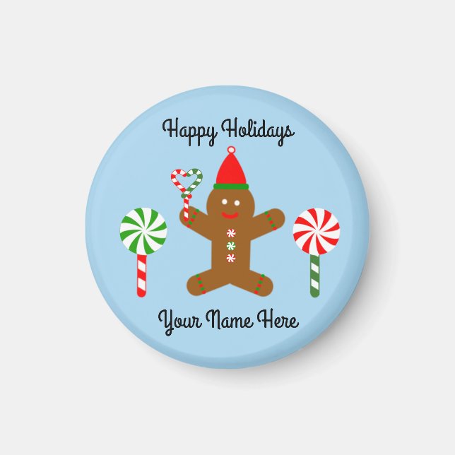 Imã Gingerbird Man #1 Round Magnet (Frente)