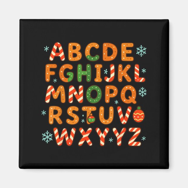 Imã Gingerbread Candy Cane Alphabet Christmas Letters  (Frente)