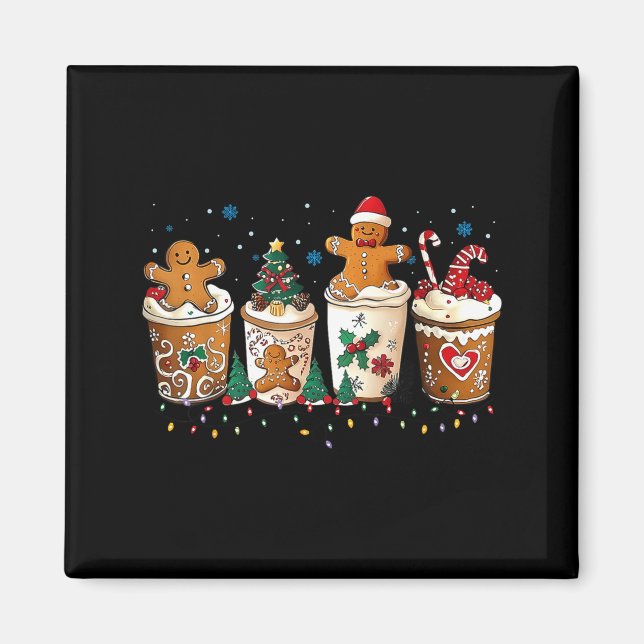 Imã Gingerbread Christmas Coffee Cute Sweet Winter Hol (Frente)