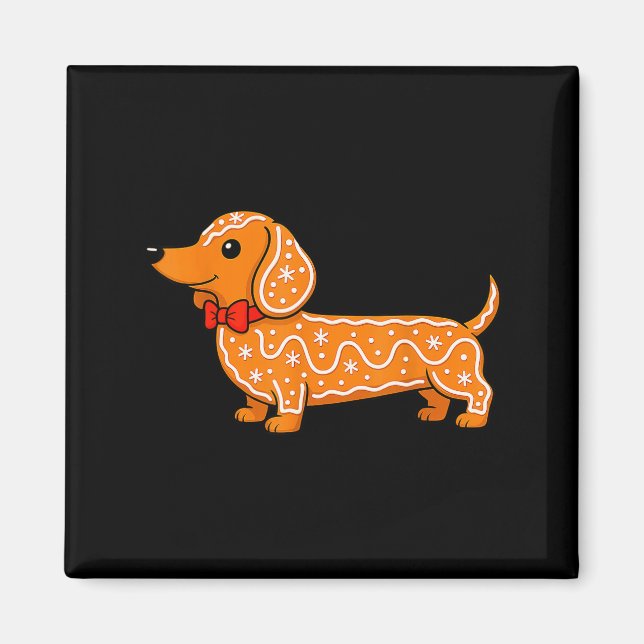 Imã Gingerbread Dachshund Christmas Cute Weiner Dog  (Frente)