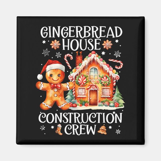 Imã Gingerbread House Construction Crew Cookie Baking  (Frente)