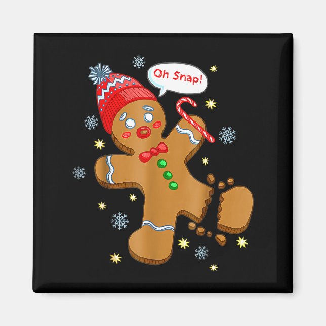 Imã Gingerbread Man Cookie Ugly Sweater Oh Snap Christ (Frente)