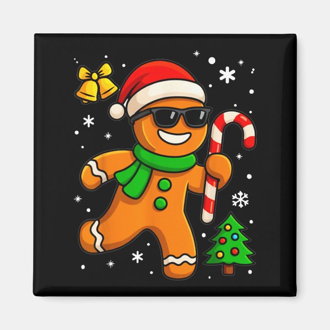 Imã Gingerbread Man Funny Christmas Cookie Costume Bak (Frente)
