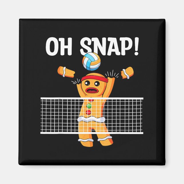 Imã Gingerbread Man Oh Snap Christmas Volleyball Playe (Frente)