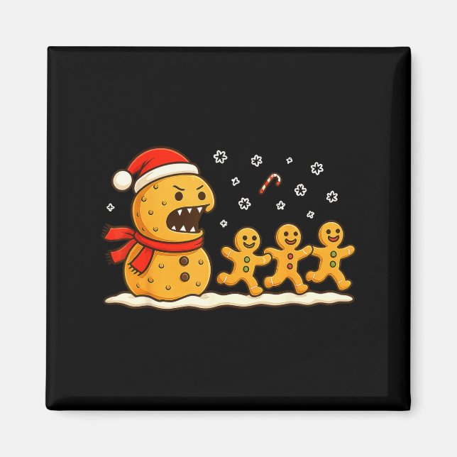 Imã Gingerbread Monster Chase Funny Christmas Cookie X (Frente)