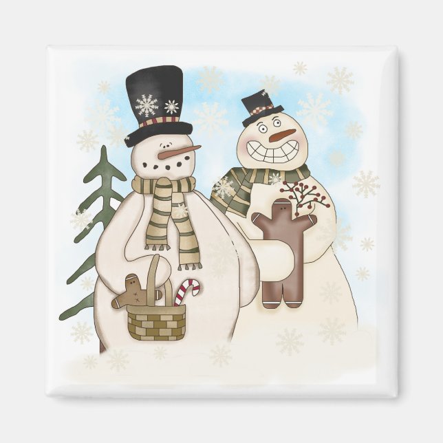Imã Gingerpão Snowmen T-shirts e presentes (Frente)