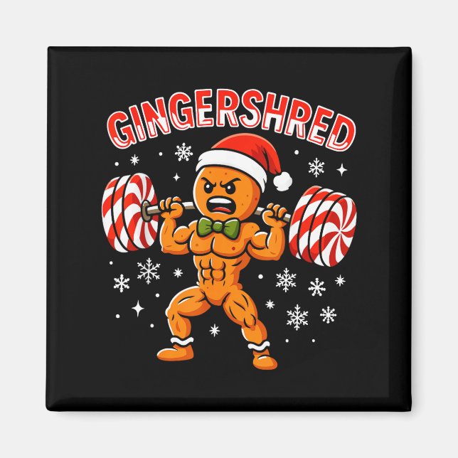 Imã Gingershred Funny Gingerbread Man Gym Bodybuilding (Frente)