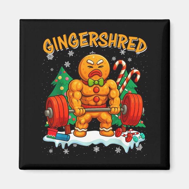 Imã Gingershred Funny Gingerbread Man Gym Bodybuilding (Frente)