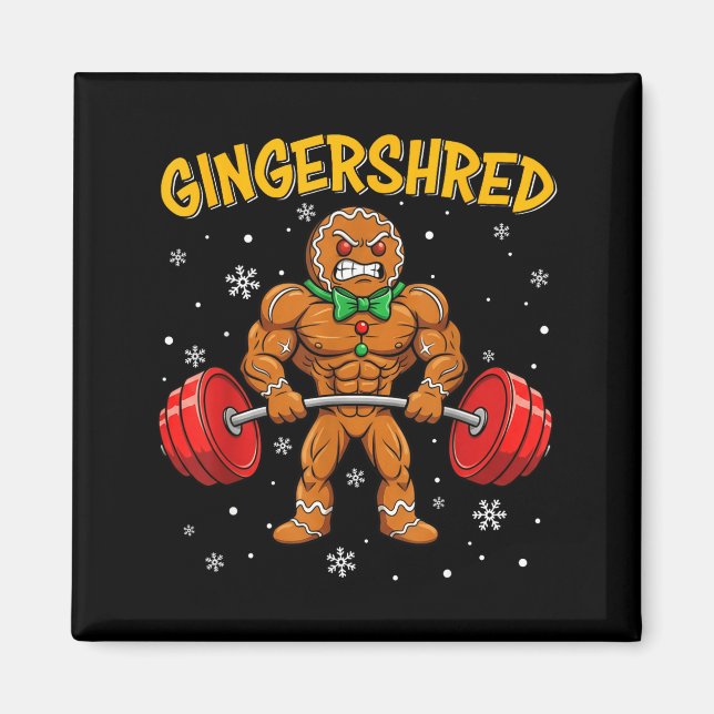 Imã Gingershred Funny Gingerbread Man Gym Bodybuilding (Frente)
