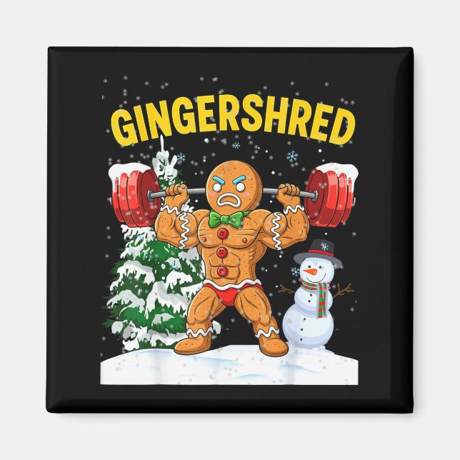 Imã Gingershred Gingerbread Man Bodybuilding Christmas (Frente)
