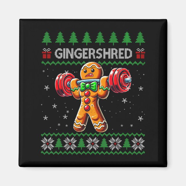 Imã Gingershred Gym Christmas Ugly Sweater Gingerbread (Frente)