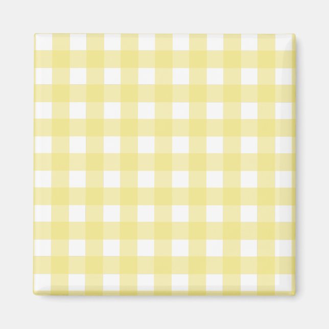 Imã Gingham amarelo pálido e branco (Frente)