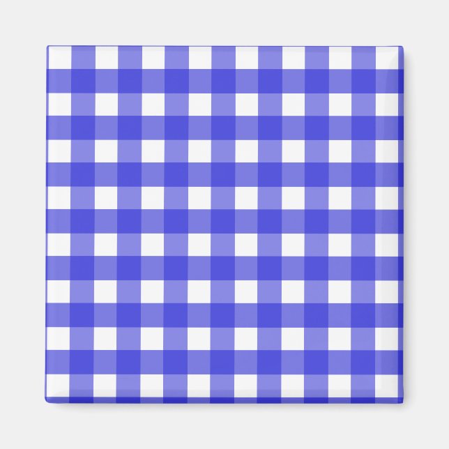 Imã Gingham azul-real (Frente)