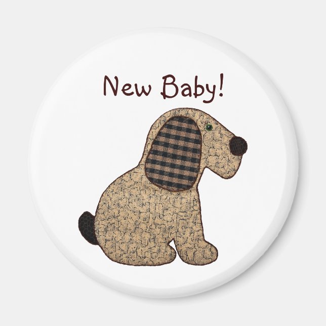 Imã Gingham Dog New Baby (Frente)