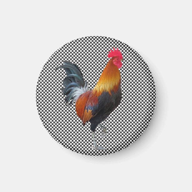 Imã Gingham Rooster Magnet (Frente)