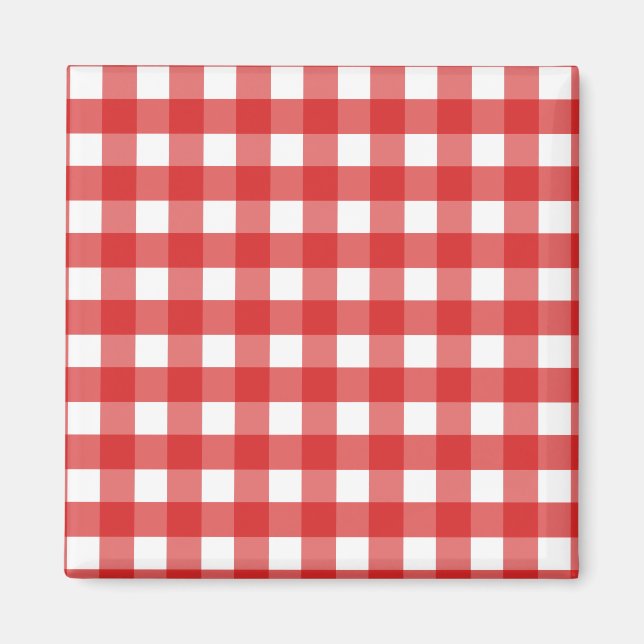 Imã Gingham vermelho e branco (Frente)
