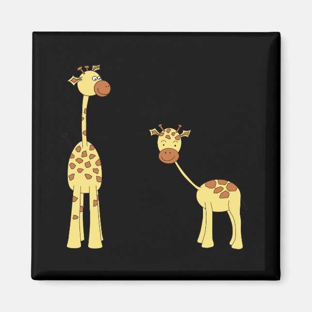 Imã Girafa Adulta e Bebê. Cartoon (Frente)