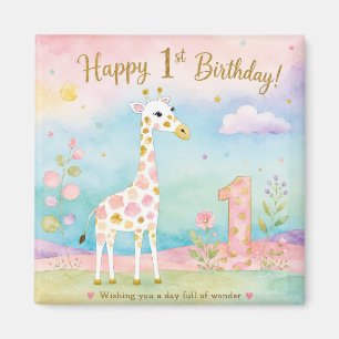 Imã Girafa Caprichosa Primeiro Aniversário Maravilha