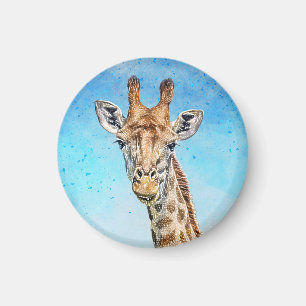 Imã Girafa Curiosa com Céu Azul Confetti